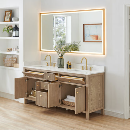 567072-BK-GW-NM Cerrito 72 Inch Freestanding Double Sink Bathroom Vanity