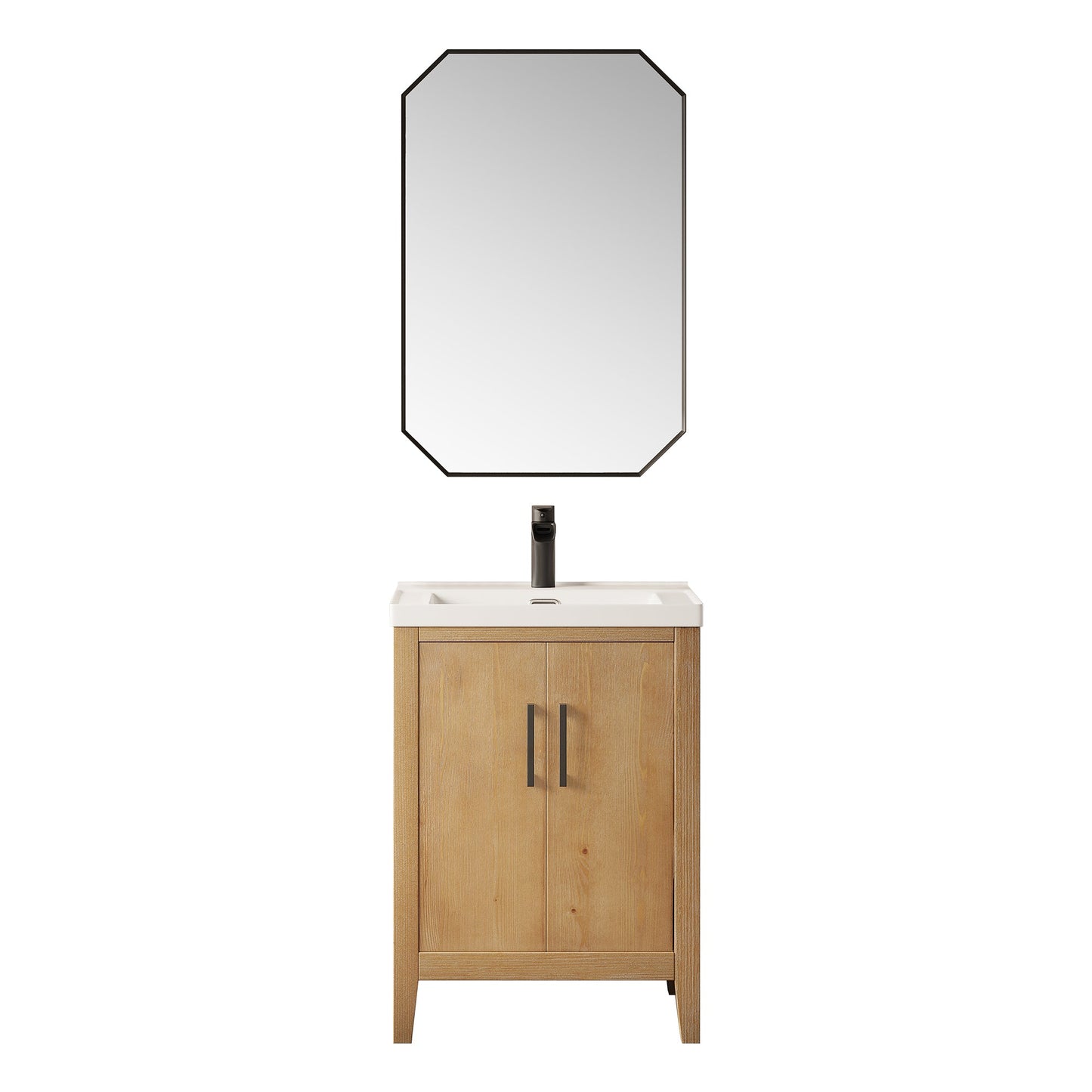 Solara 24" Single Bathroom Vanity in Weathered Fir with White Ceramic Intergated Sink
