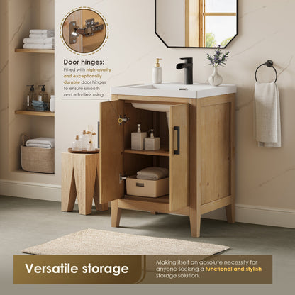 Solara 24" Single Bathroom Vanity in Weathered Fir with White Ceramic Intergated Sink