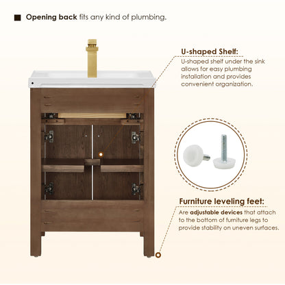 Cerrito 24" Single Bathroom Vanity with White Ceramic Integrated Sink