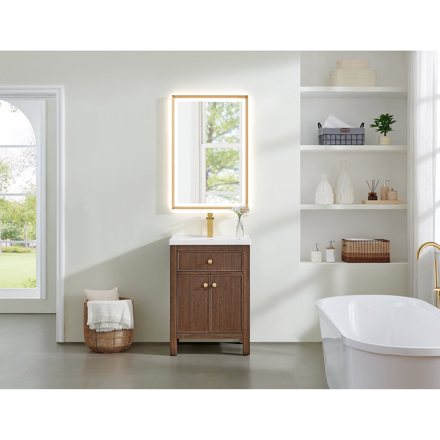 Cerrito 24" Single Bathroom Vanity with White Ceramic Integrated Sink