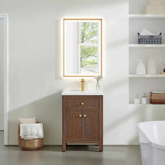 Cerrito 24" Single Bathroom Vanity with White Ceramic Integrated Sink