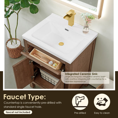 Cerrito 24" Single Bathroom Vanity with White Ceramic Integrated Sink