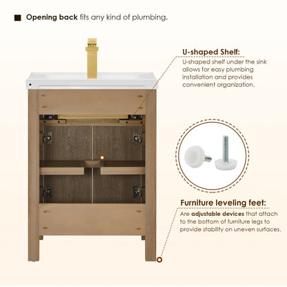 Cerrito 24" Single Bathroom Vanity with White Ceramic Integrated Sink