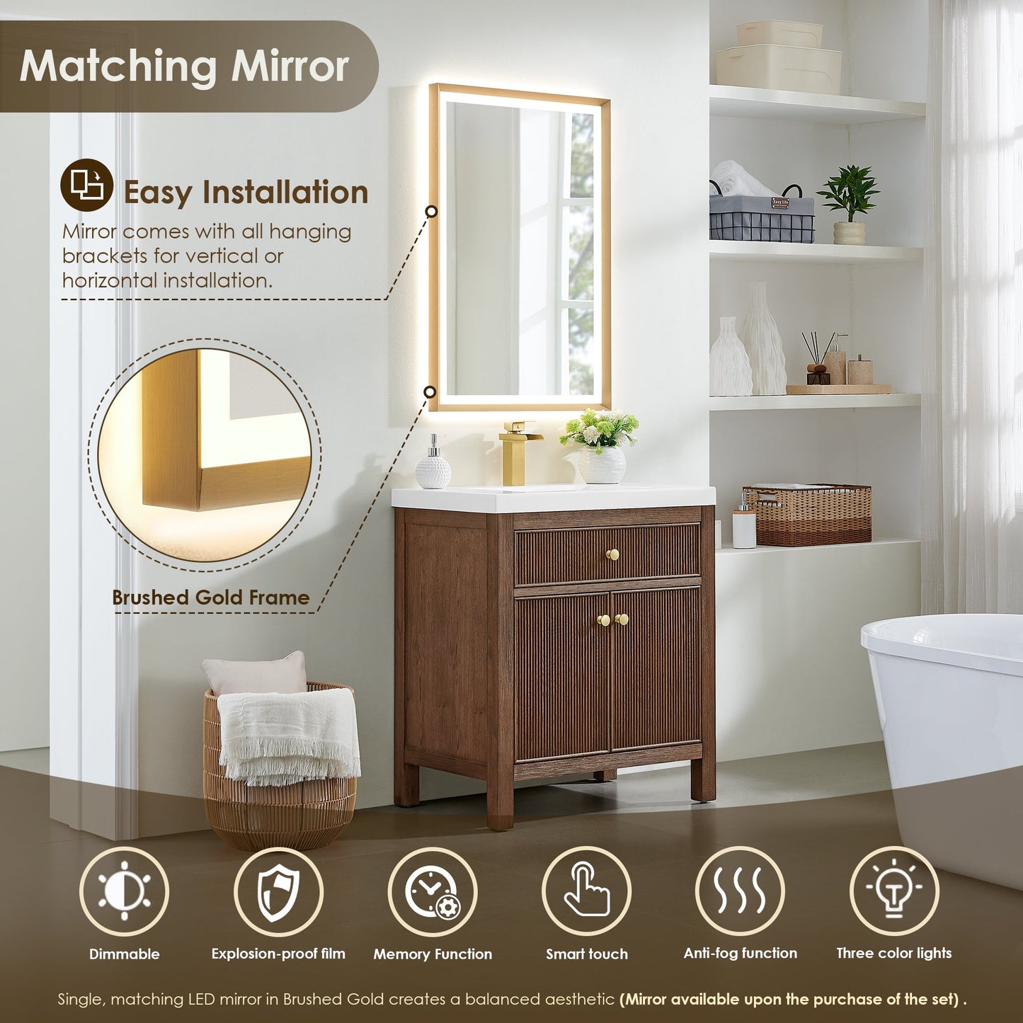 Cerrito 30" Single Bathroom Vanity with White Engineered Stone Integrated Sink