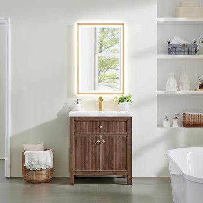 Cerrito 30" Single Bathroom Vanity with White Engineered Stone Integrated Sink