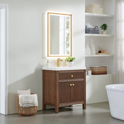Cerrito 30" Single Bathroom Vanity with White Engineered Stone Integrated Sink