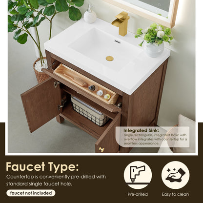 Cerrito 30" Single Bathroom Vanity with White Engineered Stone Integrated Sink