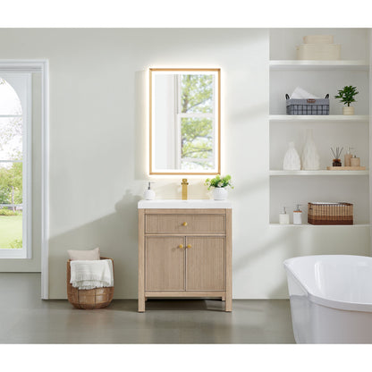 Cerrito 30" Single Bathroom Vanity with White Engineered Stone Integrated Sink