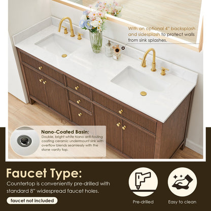 567072-BK-GW-NM Cerrito 72 Inch Freestanding Double Sink Bathroom Vanity