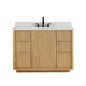 Clayton 48" Single Bathroom Vanity in Washed Light Brown with Grain White Engineered Stone Countertop