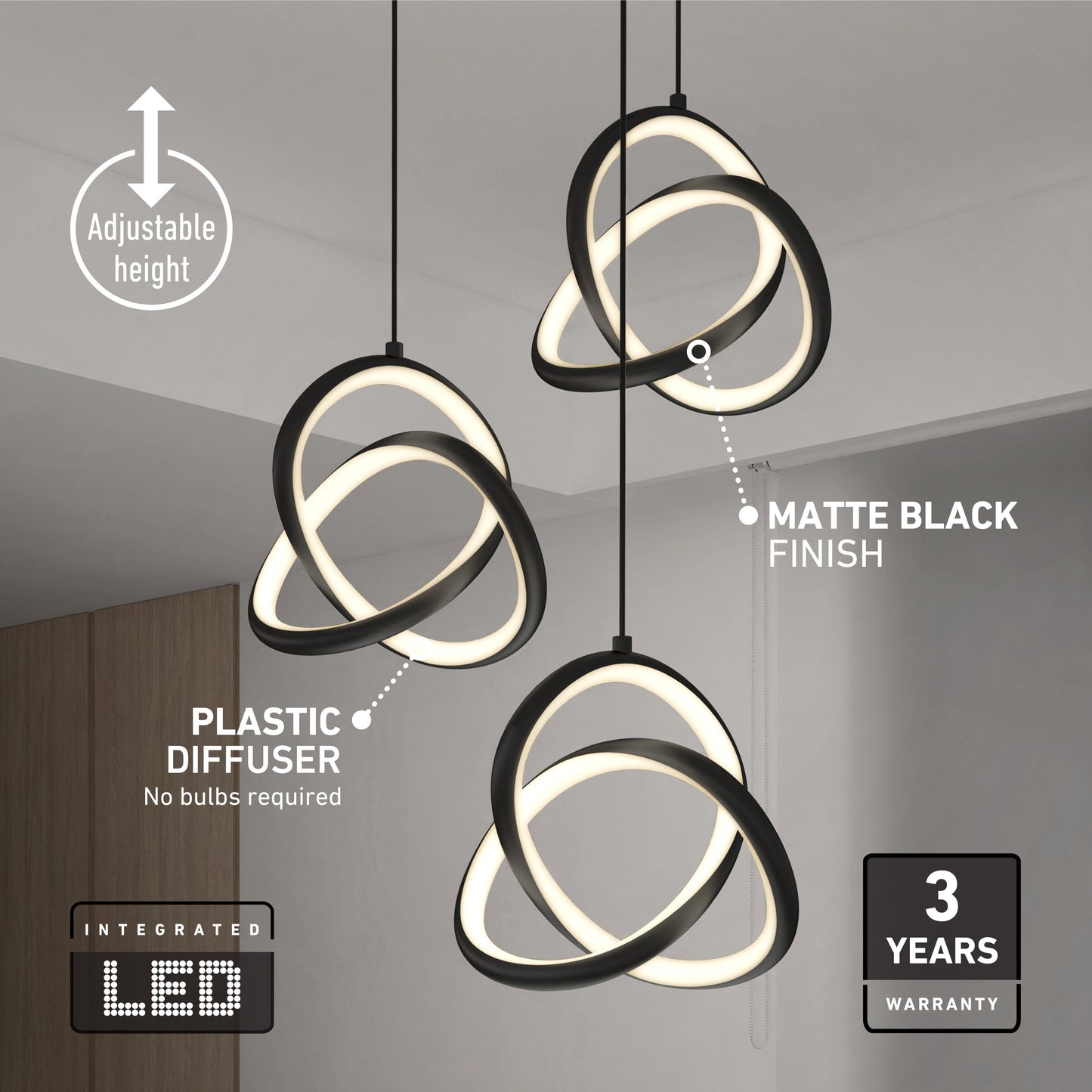 Zephyr 3-light LED pendant