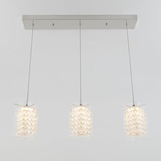 Crystal Cube 3-light LED pendant light