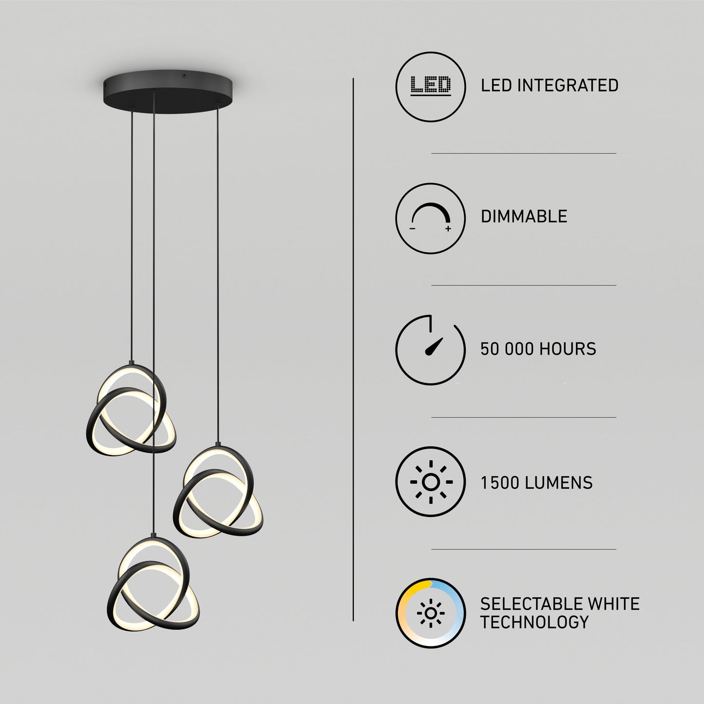 Zephyr 3-light LED pendant