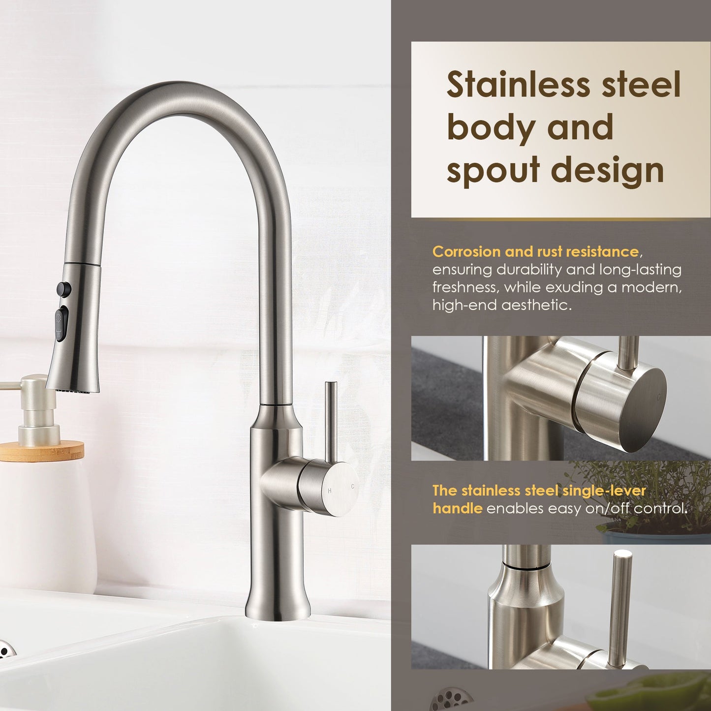 Oribe Single-Handle Kitchen Faucet with Pull Down Sprayer