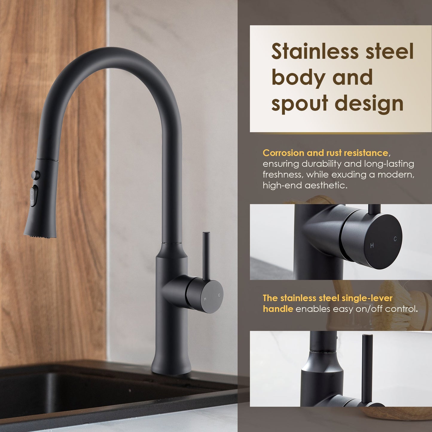 Oribe Single-Handle Kitchen Faucet with Pull Down Sprayer