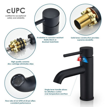 Tubize 7 5/8 Inch Single Handle Bathroom Faucet, Matte Black