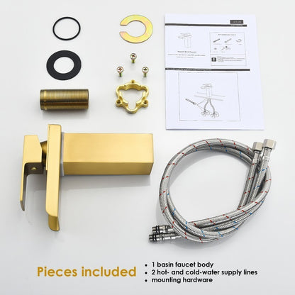 Sassor 7 Inch Single Hole Waterfall Bathroom Faucet - Brushed Gold
