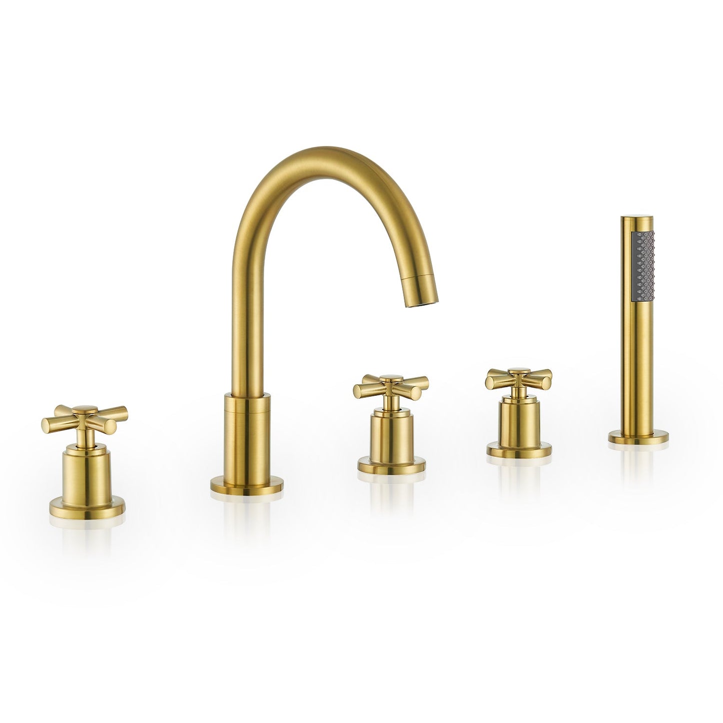 Sorlia Cross Handles Deck-Mount Roman Tub Faucet with Handshower