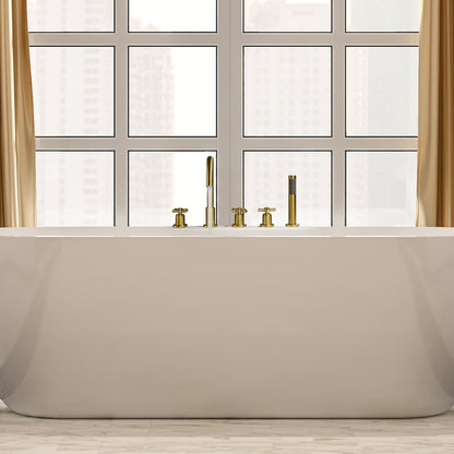 Sorlia Cross Handles Deck-Mount Roman Tub Faucet with Handshower