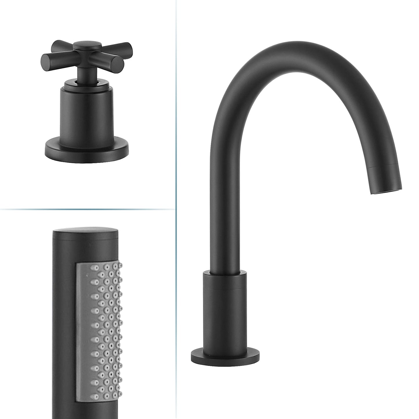 Sorlia Cross Handles Deck-Mount Roman Tub Faucet with Handshower