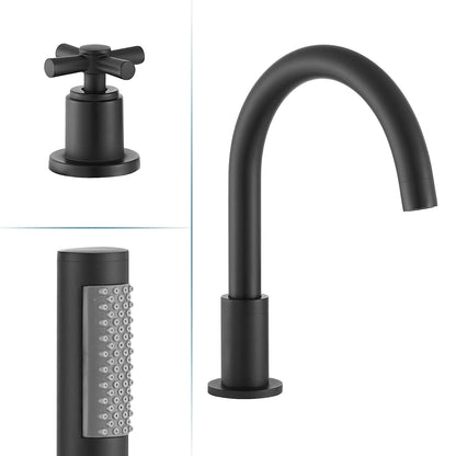 Sorlia Cross Handles Deck-Mount Roman Tub Faucet with Handshower
