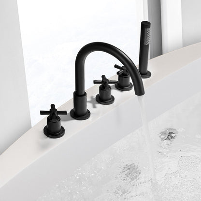 Sorlia Cross Handles Deck-Mount Roman Tub Faucet with Handshower
