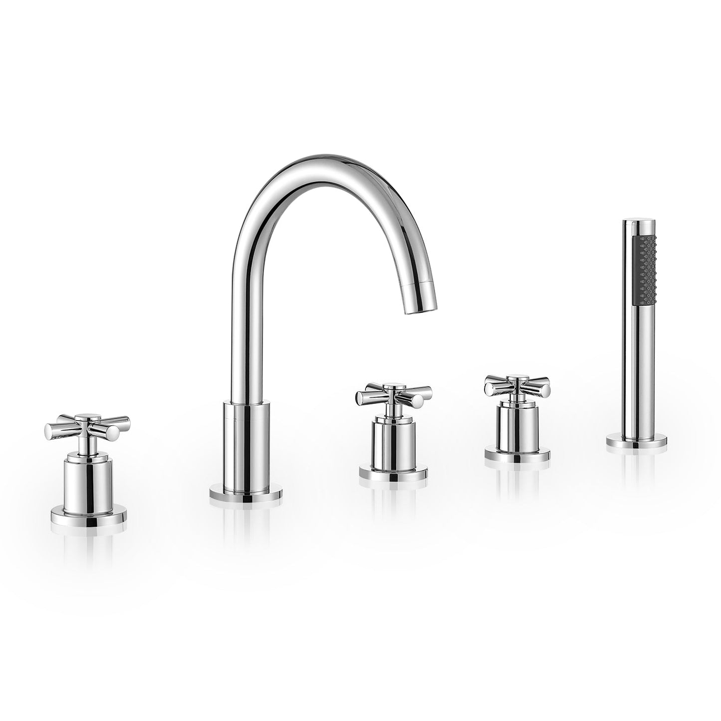 Sorlia Cross Handles Deck-Mount Roman Tub Faucet with Handshower