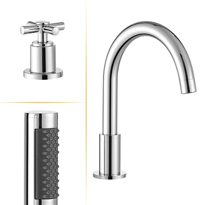 Sorlia Cross Handles Deck-Mount Roman Tub Faucet with Handshower