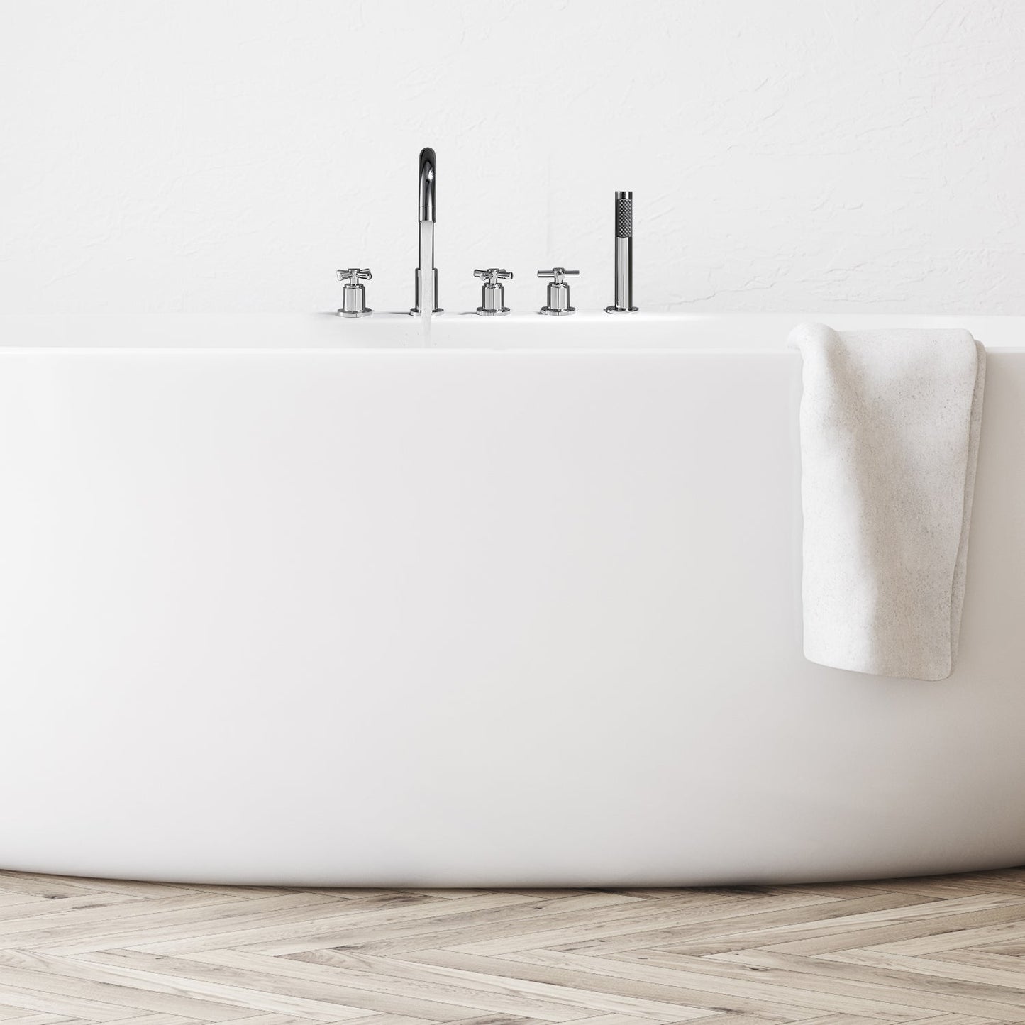 Sorlia Cross Handles Deck-Mount Roman Tub Faucet with Handshower