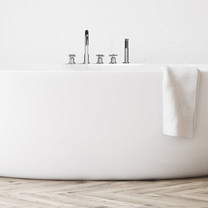 Sorlia Cross Handles Deck-Mount Roman Tub Faucet with Handshower
