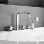 Vikran Triple Handle Deck-Mount Roman Tub Faucet Trim with Handshower