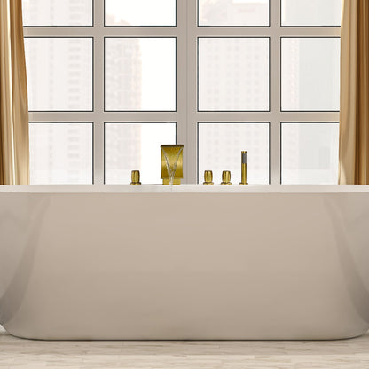 Recea Triple Handle Deck-Mount Roman Tub Faucet with Diverter and Handshower