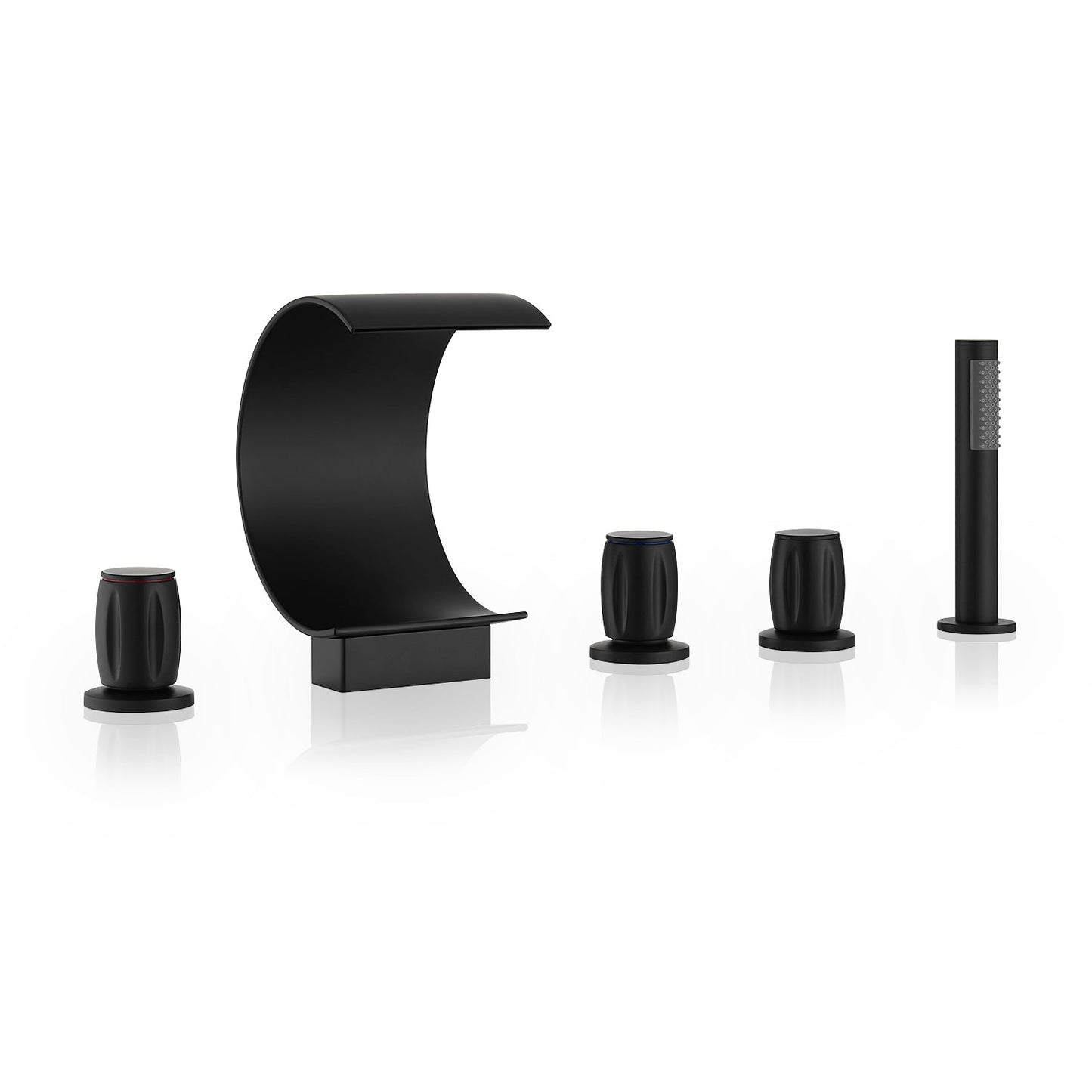 Recea Triple Handle Deck-Mount Roman Tub Faucet with Diverter and Handshower