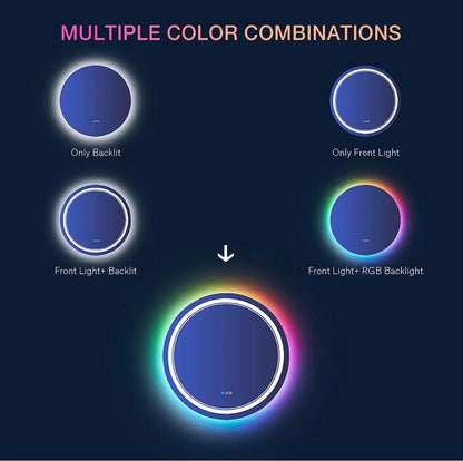 W24 x H32" Round Black Wall Mirror for Bathroom for over sink,Silver X-L050AC6080RGB