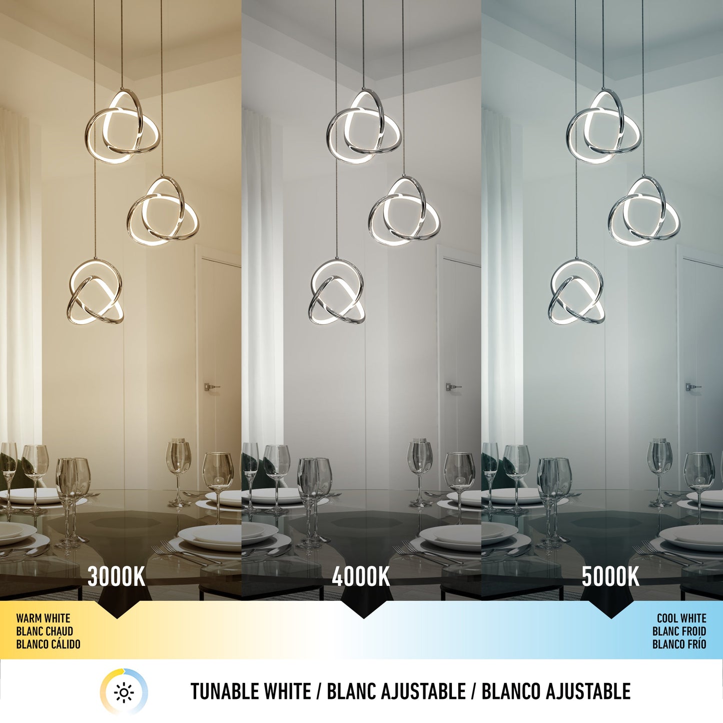 Zephyr 3-light LED pendant