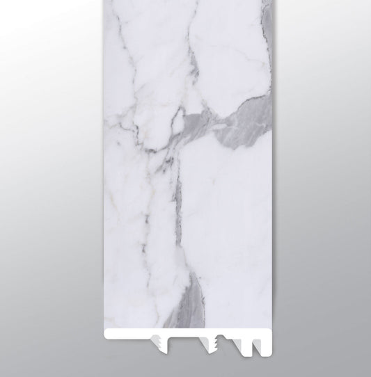 Calacatta Legend ( END CAP [ Marble • Matte • Light ] - LVT * LUXURY VINYL TRIM ) | 1 1/2" X 1/4" X 94"