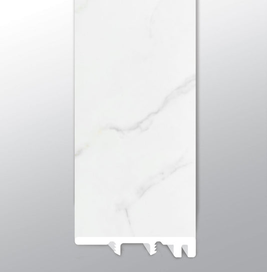 Calacatta Marbello ( END CAP [ Marble • Matte • Light ] - LVT * LUXURY VINYL TRIM ) | 1 1/2" X 1/4" X 94"