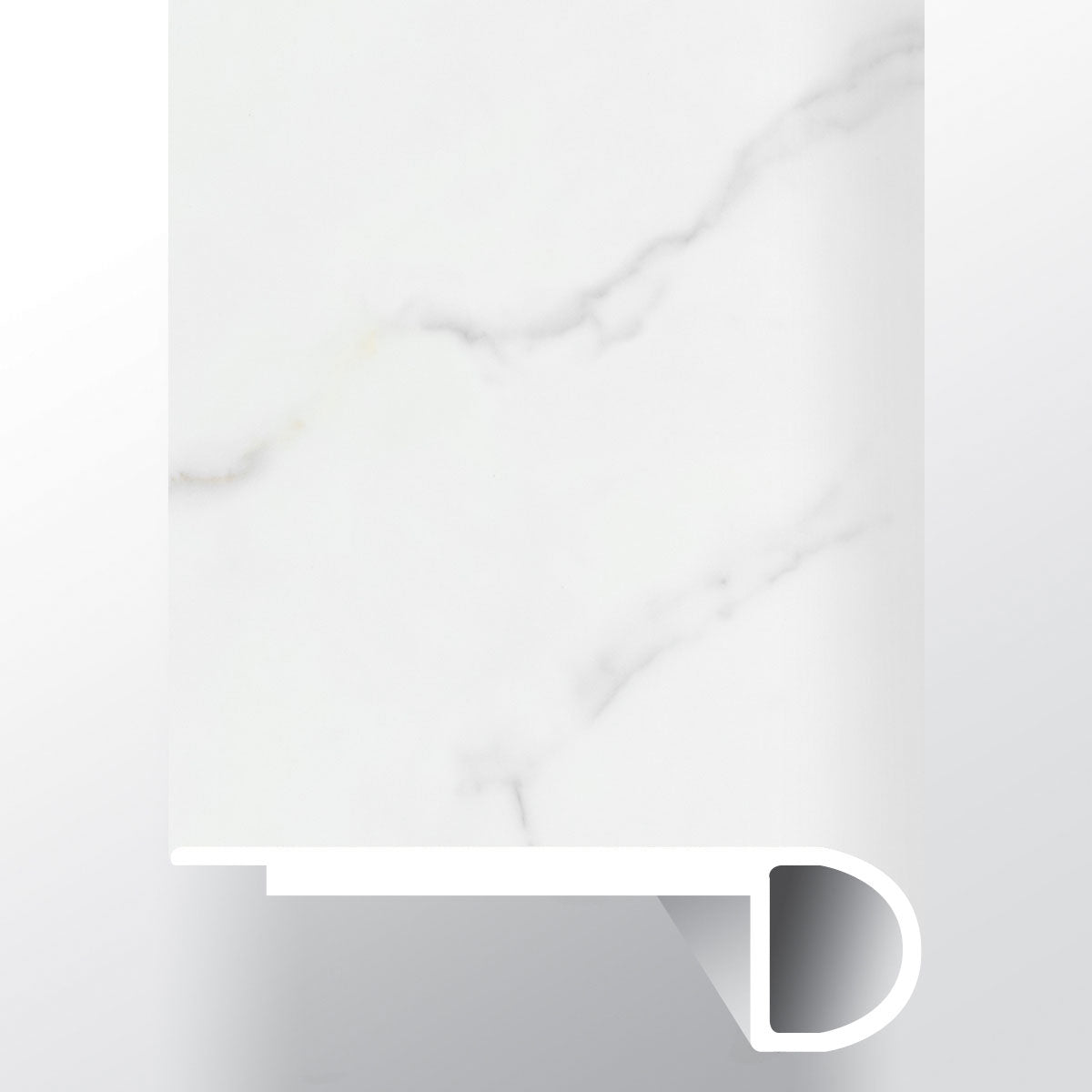 Calacatta Marbello ( FLUSH STAIR NOSE [ Marble • Matte • Light ] - LVT * LUXURY VINYL TRIM ) | 2 3/4" X 3/4" X 94"