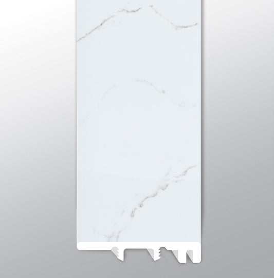 Calacatta Serra ( END CAP [ Marble • Matte • Light ] - LVT * LUXURY VINYL TRIM ) | 1 1/2" X 1/4" X 94"