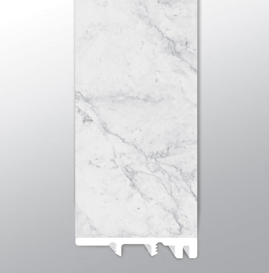 Carrara Avell ( END CAP [ Marble • Matte • Light ] - LVT * LUXURY VINYL TRIM ) | 1 1/2" X 1/4" X 94"