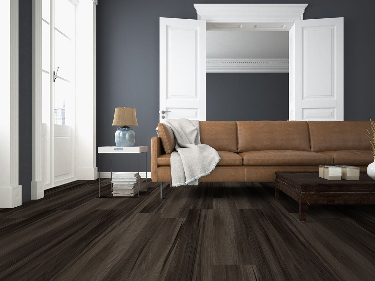 Cyrus® Jenta® ( 7X48 | 5MM & 12MIL [ Wood • Matte • Dark ] - LVT * LUXURY VINYL TILE ) | 23.77 SQ.FT PER BOX
