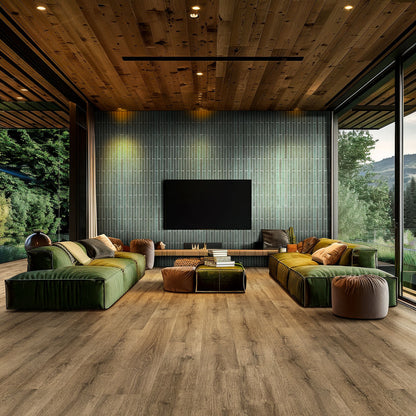 Kallum® Walnut waves ( 9X48 | 5MM & 20MIL [ Wood • Matte • Light ] - LVT * LUXURY VINYL TILE ) | 23.95 SQ.FT PER BOX