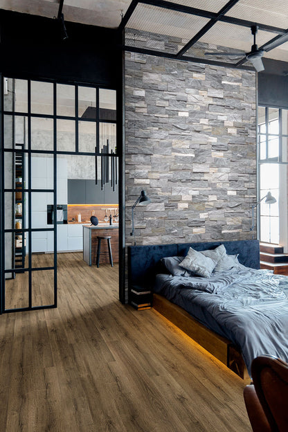 Kallum® Walnut waves ( 9X48 | 5MM & 20MIL [ Wood • Matte • Light ] - LVT * LUXURY VINYL TILE ) | 23.95 SQ.FT PER BOX
