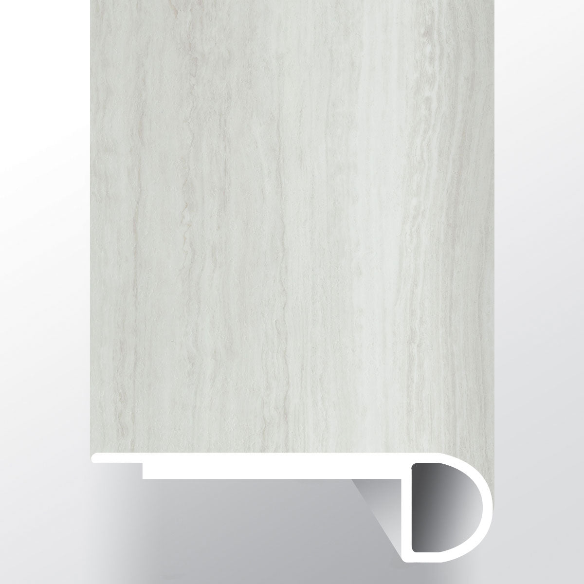 White Ocean ( FLUSH STAIR NOSE [ Travertine • Matte • Light ] - LVT * LUXURY VINYL TRIM ) | 2 3/4" X 3/4" X 94"
